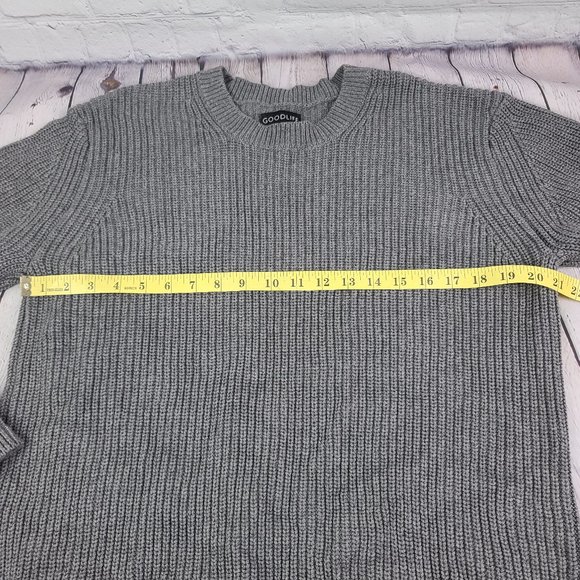 Goodlife Men's Slim Fit Crewneck Pullover Sweater Mid Weight Knit Gray Large - Picture 6 of 9